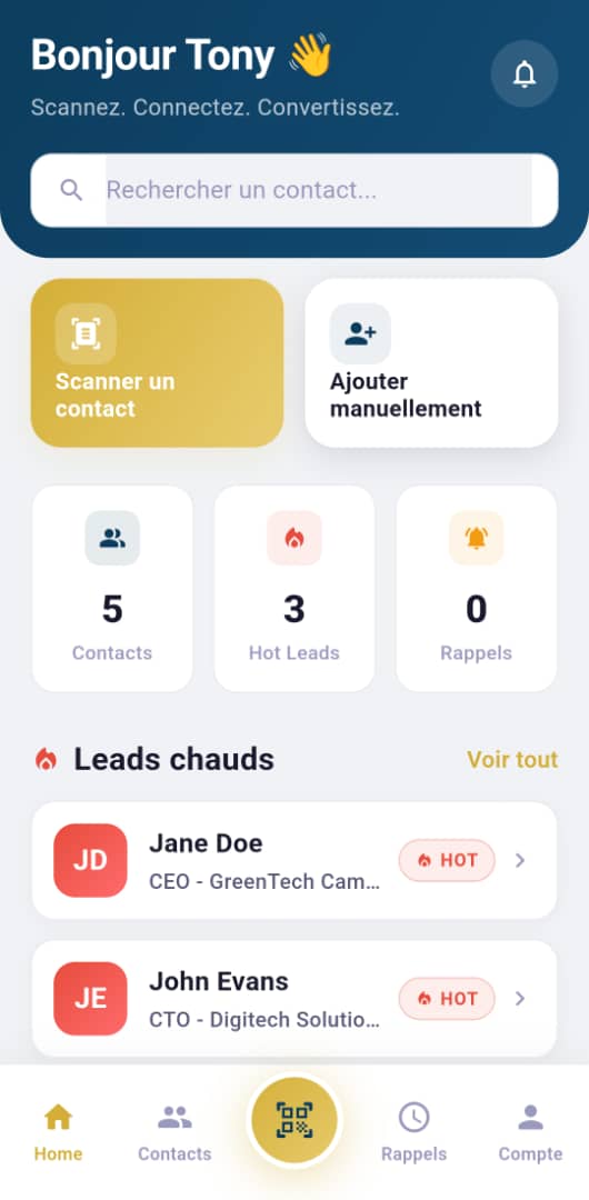 Tableau de bord Me2Leads